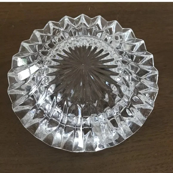 Mid Century Modern Ashtray Heavy Clear Cut Glass Silver Plate Starburst MCM - Picture 5 of 7